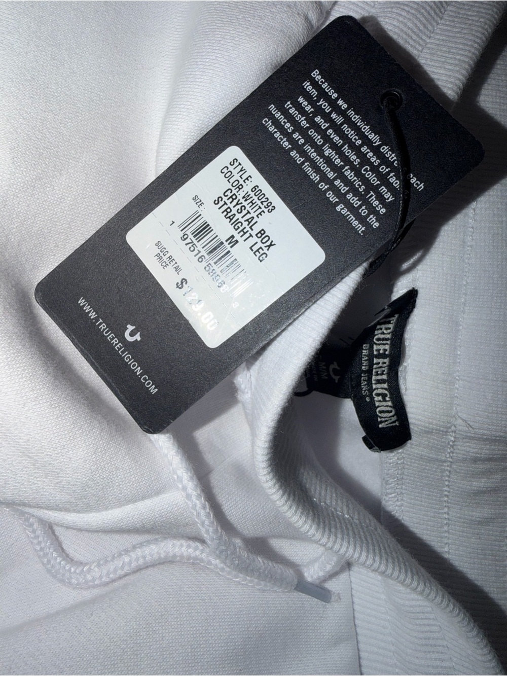True Religion White Straight Leg Sweatpants